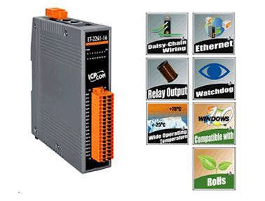 泓格網(wǎng)絡(luò)型I/O模塊具2-port Ethernet Switch及16-ch Power Relay輸出